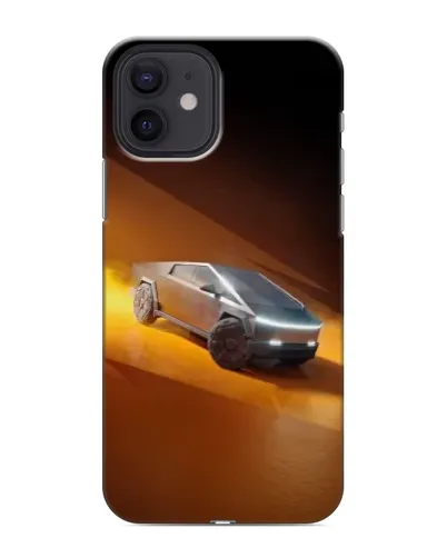 Чехол для iPhone 12 mini с картинкой «Cybertruck в пустыне»
