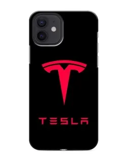 Чехол для iPhone 12 mini с картинкой «Tesla Red Logo»