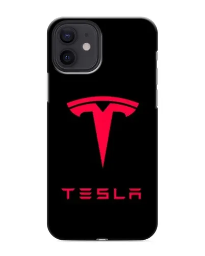 Чехол для iPhone 12 mini с картинкой «Tesla Red Logo»