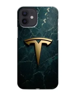 Чехол для iPhone 12 mini с картинкой «Мраморная Tesla Gold»