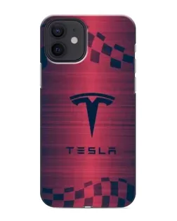 Чехол для iPhone 12 mini с картинкой «Тесла красный карбон»