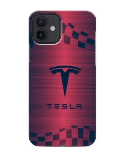 Чехол для iPhone 12 mini с картинкой «Тесла красный карбон»