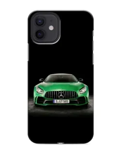 Чехол для iPhone 12 mini с картинкой «Mercedes — неоновый лого»