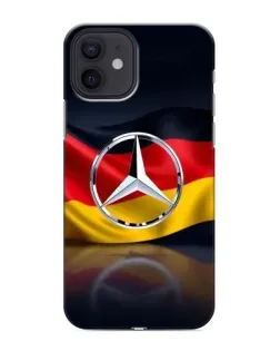 Чехол для iPhone 12 mini с картинкой «Mercedes — флаг Германии»