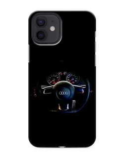 Чехол для iPhone 12 mini с картинкой «Салон Audi — руль»