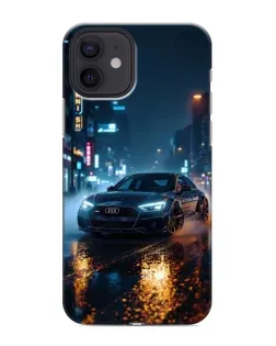 Чехол для iPhone 12 mini с картинкой «Ночной город и Audi»