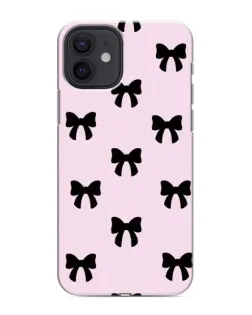 Чехол для iPhone 12 mini с картинкой «Черные банты Coquette»
