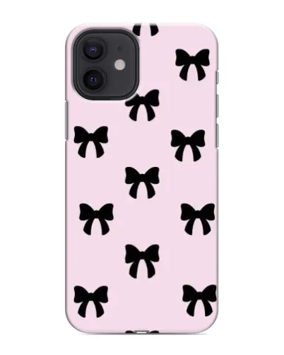 Чехол для iPhone 12 mini с картинкой «Черные банты Coquette»