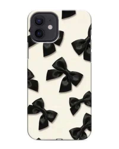 Чехол для iPhone 12 mini с картинкой «Черные бантики»