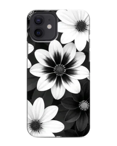 Чехол для iPhone 12 mini с картинкой «Монохромные астры» Чехол для iPhone 12 mini с картинкой «Монохромные астры»