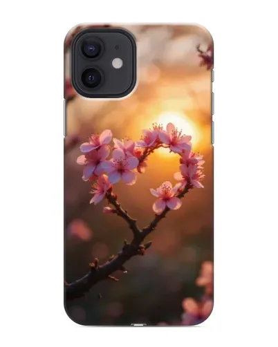 Чехол для iPhone 12 mini с картинкой «Розовый цвет сердце на фоне заката» Чехол для iPhone 12 mini с картинкой «Розовый цвет сердце на фоне заката»