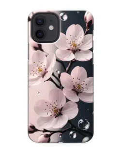 Чехол для iPhone 12 mini с картинкой «Нежная сакура и капли» Чехол для iPhone 12 mini с картинкой «Нежная сакура и капли»