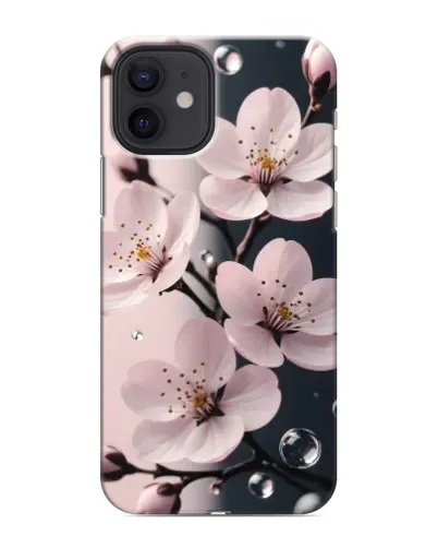 Чехол для iPhone 12 mini с картинкой «Нежная сакура и капли» Чехол для iPhone 12 mini с картинкой «Нежная сакура и капли»