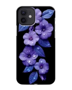 Чехол для iPhone 12 mini с картинкой «Фиолетовые цветы с росою»
