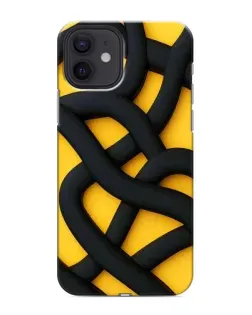 Чехол для iPhone 12 mini с картинкой «Черное желтое переплетение» Чехол для iPhone 12 mini с картинкой «Черное желтое переплетение»