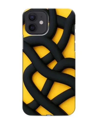 Чехол для iPhone 12 mini с картинкой «Черное желтое переплетение» Чехол для iPhone 12 mini с картинкой «Черное желтое переплетение»