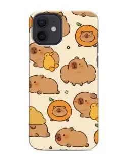 Чехол для iPhone 12 mini с картинкой «Капибары с апельсинами»