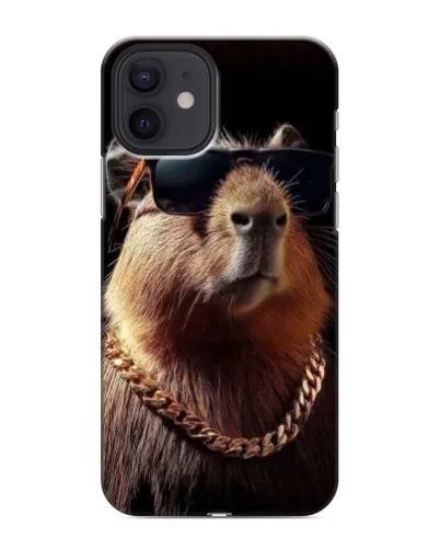 Чохол для iPhone 12 mini з картинкою «Капібара золотий ланцюг»