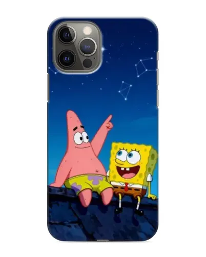 Чехол для iPhone 12 Pro Max с картинкой «Губка Боб и Патрик ночью»
