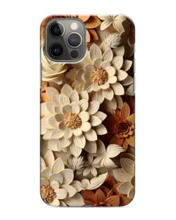 Чехол для iPhone 12 Pro Max с картинкой «Бежевый флористический декор»
