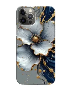 Чехол для iPhone 12 Pro Max с картинкой «Белый цветок и золотой флюид»
