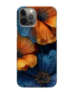Чехол для iPhone 12 Pro Max с картинкой «Яркая сине-оранжевая флора»