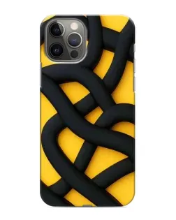 Чехол для iPhone 12 Pro Max с картинкой «Черное желтое переплетение»