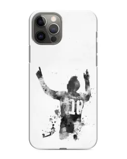 Чехол для iPhone 12 Pro Max с картинкой «Черно-белый силуэт Месси»