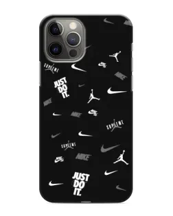 Чехол для iPhone 12 Pro с картинкой «Nike Black Pattern»