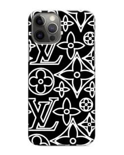Чехол для iPhone 12 Pro с картинкой «Черно-белый узор LV»