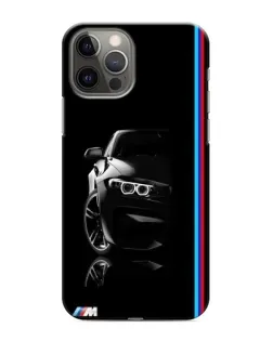 Чехол для iPhone 12 Pro с картинкой «Силуэт BMW в темноте»