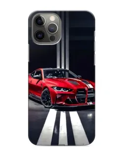 Чехол для iPhone 12 Pro с картинкой «Красная BMW на дороге»