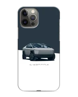 Чехол для iPhone 12 Pro с картинкой «Серебристый Cybertruck Tesla»