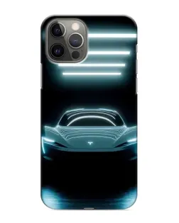 Чехол для iPhone 12 Pro с картинкой «Tesla в неоне»