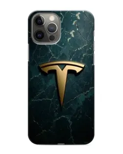 Чехол для iPhone 12 Pro с картинкой «Мраморная Tesla Gold»