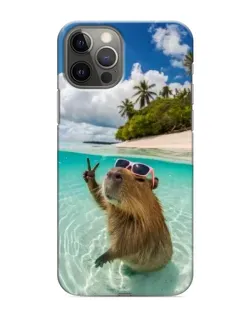 Чехол для iPhone 12 Pro с картинкой «Капибара на море» Чехол для iPhone 12 Pro с картинкой «Капибара на море»