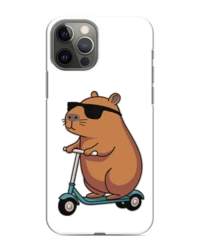 Чехол для iPhone 12 Pro с картинкой «Капибара на самокате» Чехол для iPhone 12 Pro с картинкой «Капибара на самокате»
