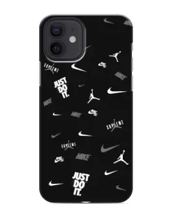 Чохол для iPhone 12 з картинкою «Nike Black Pattern»