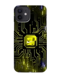 Чехол для iPhone 12 с картинкой «Nike — золотая искра»