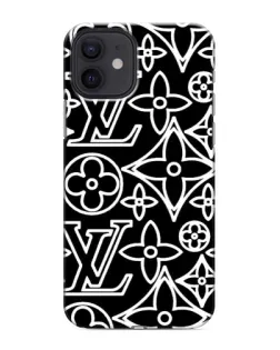 Чохол для iPhone 12 з картинкою «Чорно-білий візерунок LV»