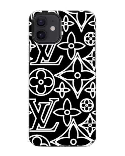 Чохол для iPhone 12 з картинкою «Чорно-білий візерунок LV»