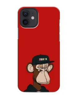 Чохол для iPhone 12 з картинкою «Bored Ape — червоний фон»