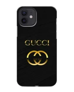 Чехол для iPhone 12 с картинкой «Золотой логотип Gucci»