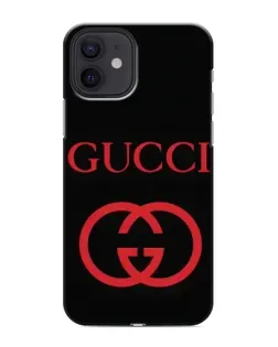 Чехол для iPhone 12 с картинкой «Gucci — красный логотип»