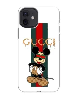 Чехол для iPhone 12 с картинкой «Микки Маус Gucci — полосы»
