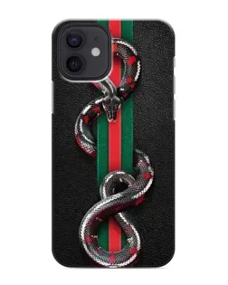 Чехол для iPhone 12 с картинкой «Gucci — змея на полосе»