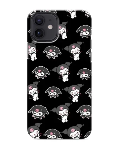 Чохол для iPhone 12 з картинкою «Чорний паттерн Kuromi»