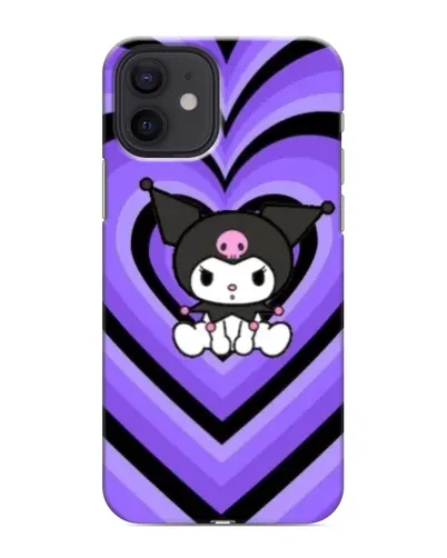 Чохол для iPhone 12 з картинкою «Kuromi та фіолетові серця»