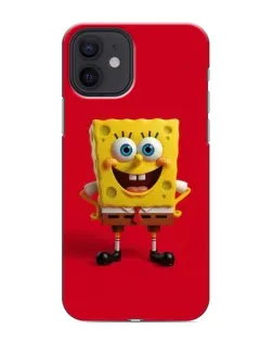 Чехол для iPhone 12 с картинкой «Спанч Боб на красном»