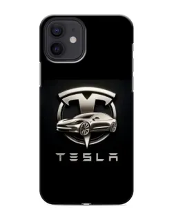 Чохол для iPhone 12 з картинкою «Tesla — срібне авто»